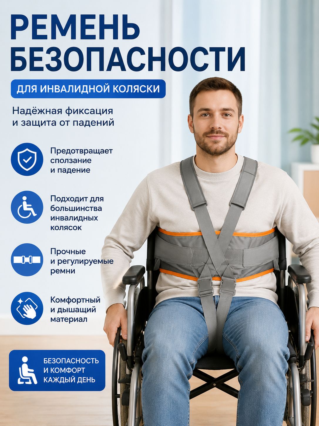 Ремень безопасности для инвалидной коляски / 1 шт